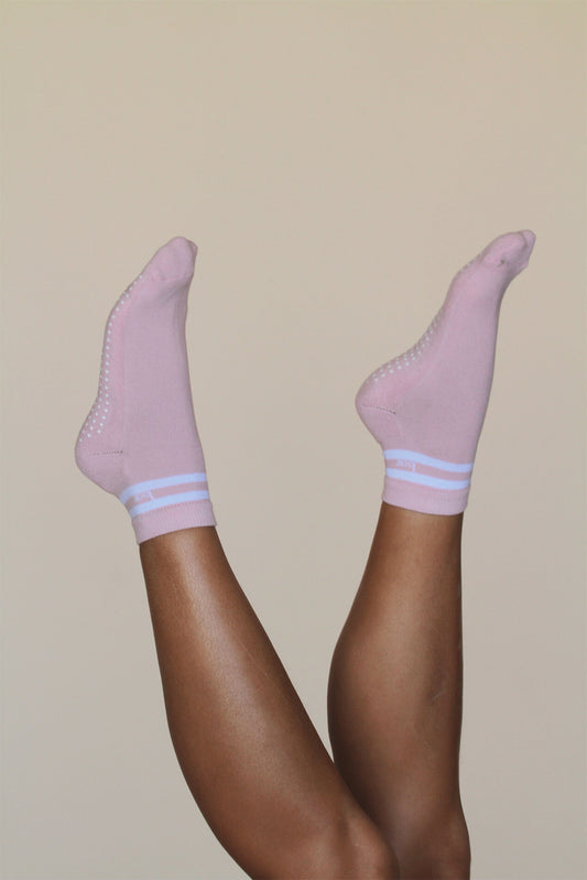 Don't Trip Pilates Sock - Pink/White